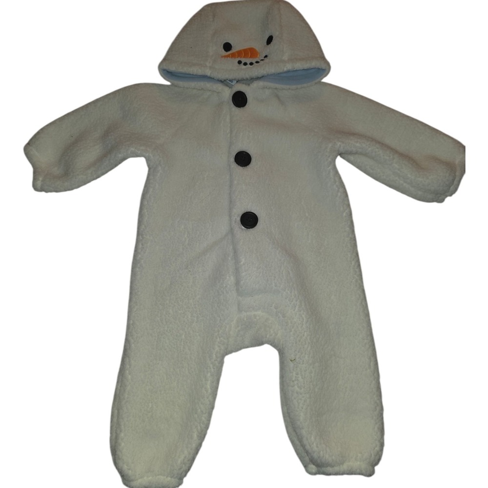 Old Navy Baby Snowman Sherpa Fleece Hooded Coverall White 6-12M